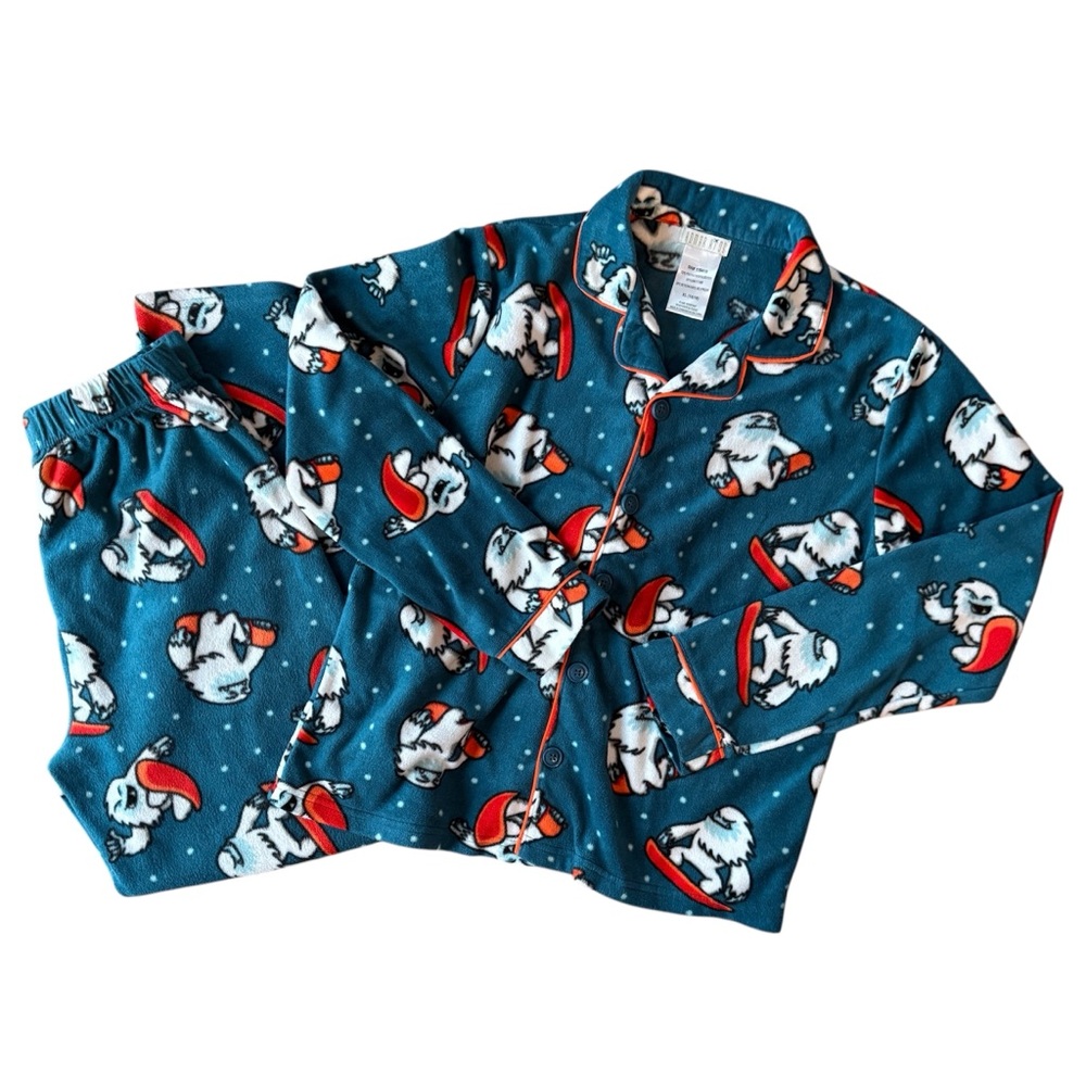 Komar Kids Yeti Snowboarding Fleece Pajama Set Boys XL (14/16) Blue
